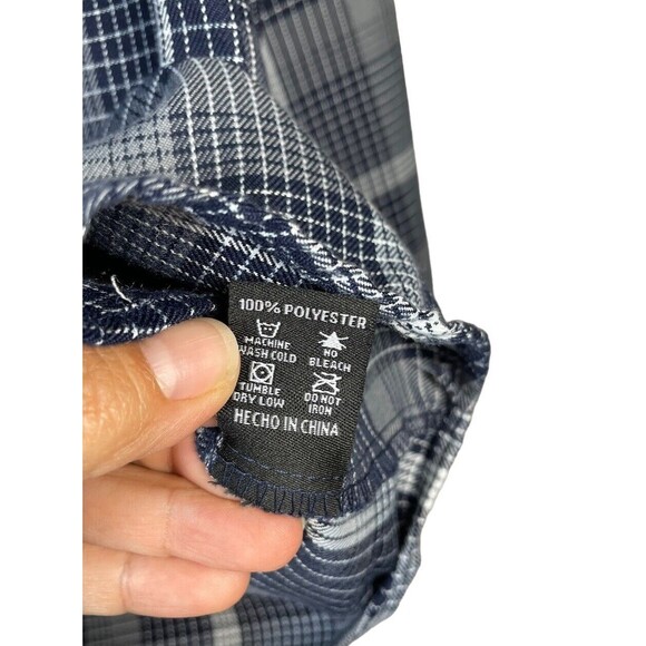 Dixxon Shirt Womens Medium Gray Blue The Paulson Plaid Button Up Flannel Pockets - Picture 9 of 12